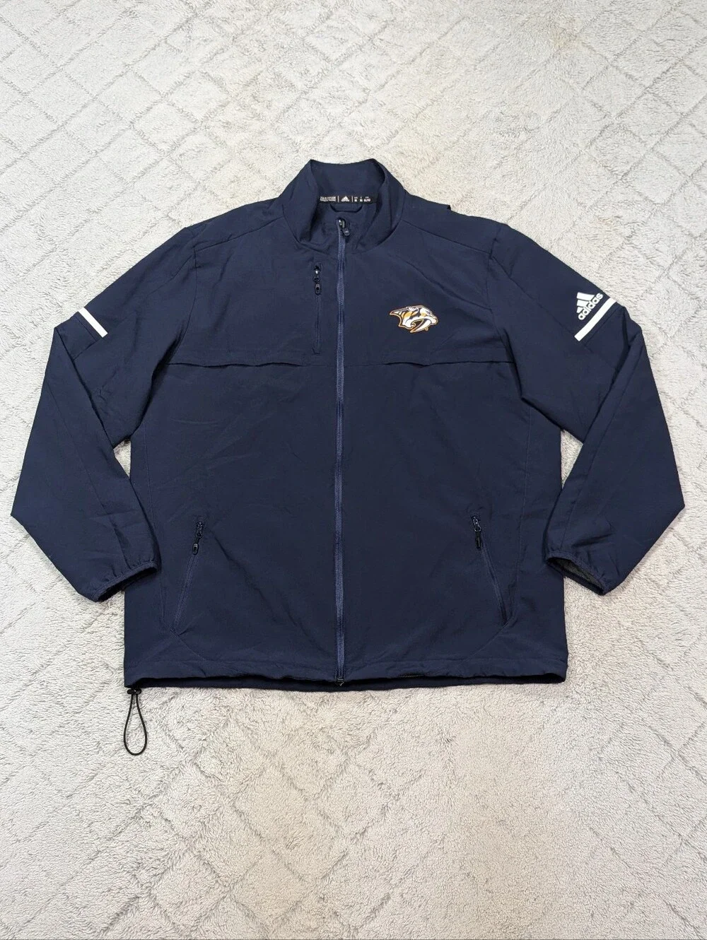 Adidas Jacket Mens XL Blue Navy Nashville Predators Hockey Rink Windbreaker